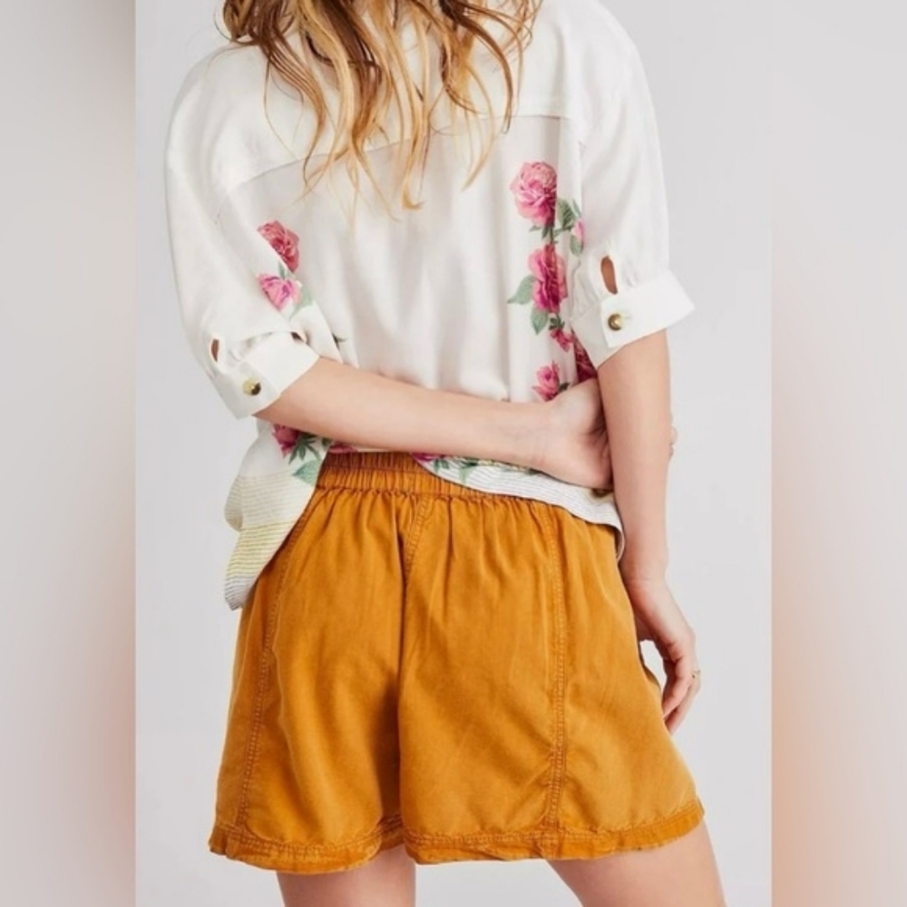 💘 Free People Get Free Poplin Pull On Shorts Size Medium - Picture 2 of 8